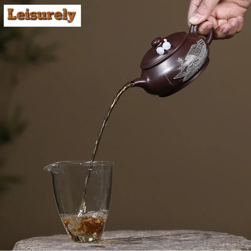 200ml Creative Yixing Purple Clay Teapots Handmade Open Oven Pot Raw Ore Purple Mud Kettle With Strainer Zisha Tea Set Cafes