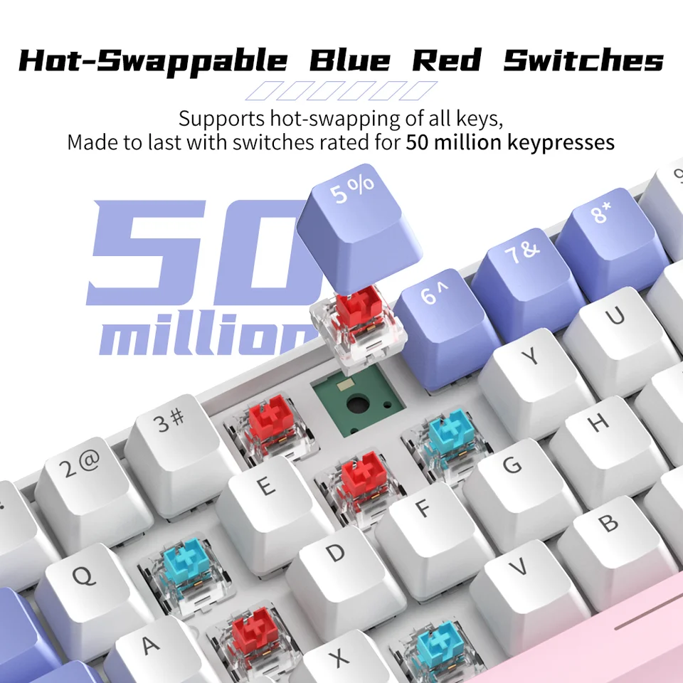 ZIFRIEND KA68 Mechanical Keyboard 68 Keys 65% PBT Rainbow RGB Hot