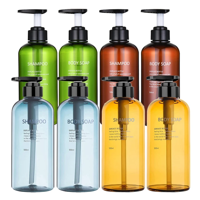 Botellas de champú vacías ámbar con bomba, dispensador de Gel de ducha para  ducha, baño, acondicionador, Bodywash, Despenser - AliExpress