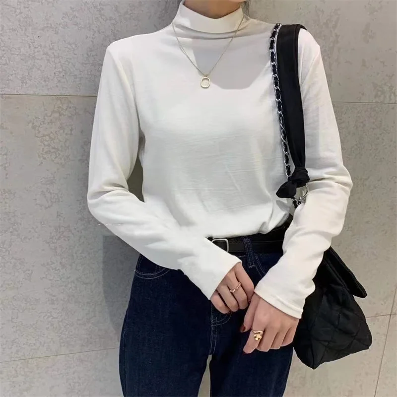 

2024 Spring New Long sleeved High Neck Bottom Shirt