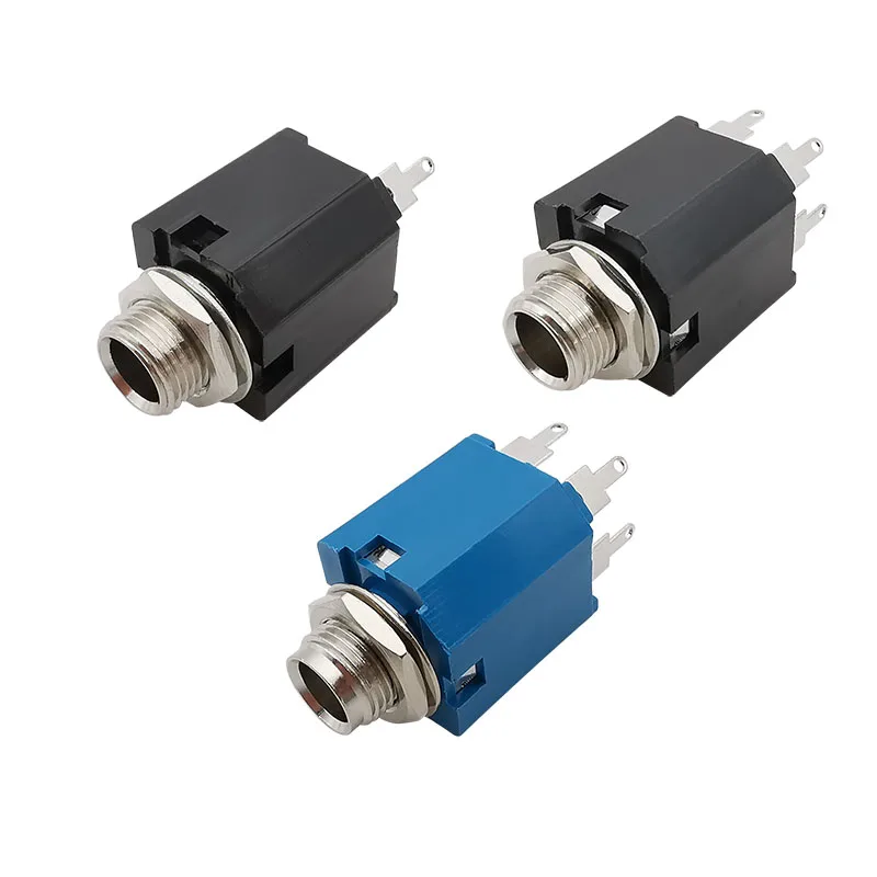 5Pcs PJ-612A 6,35mm Jack 3/5 Pin Audio Mikrofon Buchse Stecker Mutter Panel Mount TRS 6,35mm 1/4 zoll Audio Buchsen