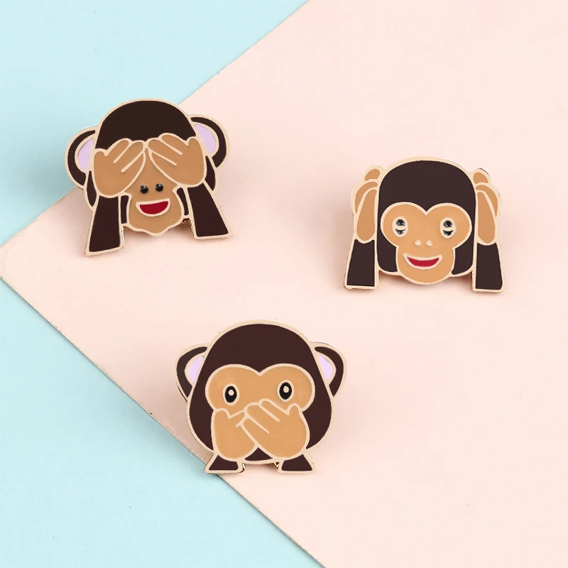 

3 шт./компл. Мультяшные Броши Обложка глаз обезьяна эмалированная булавка Забавный детский рюкзак металлический значок модные куртки лацкан булавки ювелирные изделия
