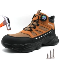 Rotating button Safety Shoes Men Women Anti-smash Anti puncture Work Sneakers Protection Safety Boots Steel Toe Work Shoes