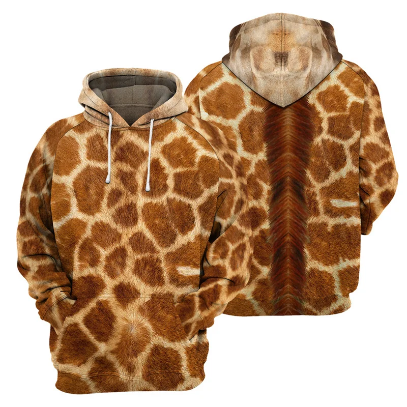 Description Picture 3 of itemAnimal Skin Giraffe Zebra Tiger Leopard Hoodie Men 3D Printed Long Sleeve Pullover Sweatshirts Street Hooded Coat Male Clothes