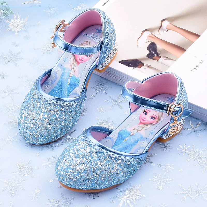 Chaussures Princesse Elsa Paillettes Bleues pour Fille