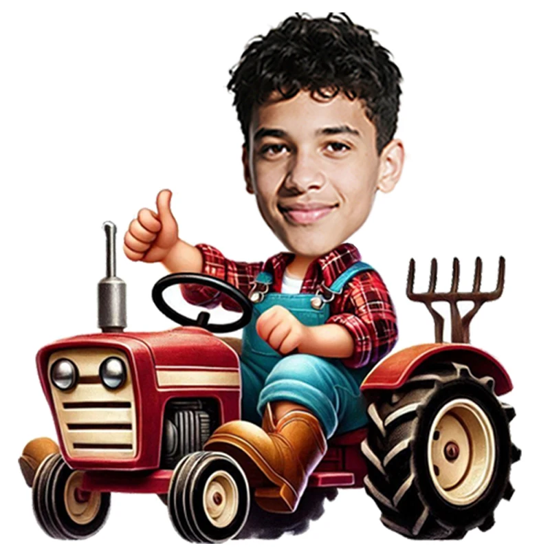 Anpassbare Geburtstags-Portrait-Traktor-Aufkleber mit Bauernhoffahrzeug-Muster und Kuchendekoration, Dekoration für Geburtstagsfeiern für Jungen und Mädchen – Detail 11