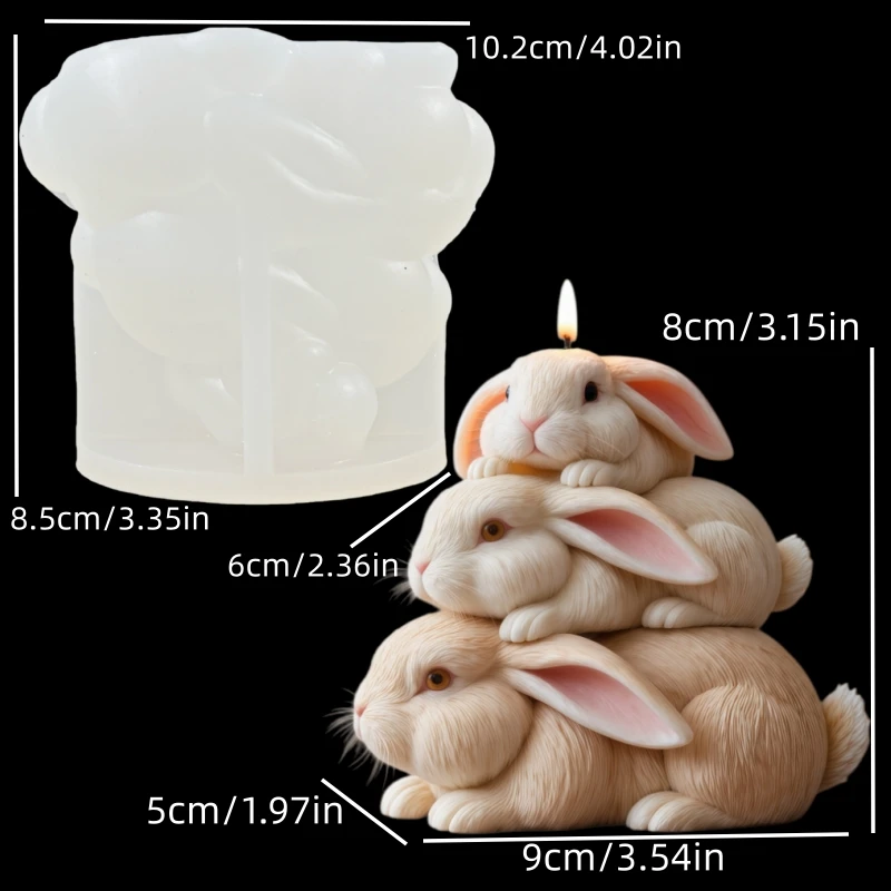 Bunny Family Candle Mold 6