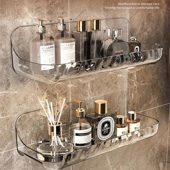Acrylic No-Drill Bathroom Shelf – Wall-Mounted Shower Storage Rack 1