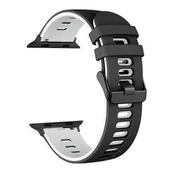 Silicone Sports Bracelet Strap for Smartwatch Wristbands (Black White)