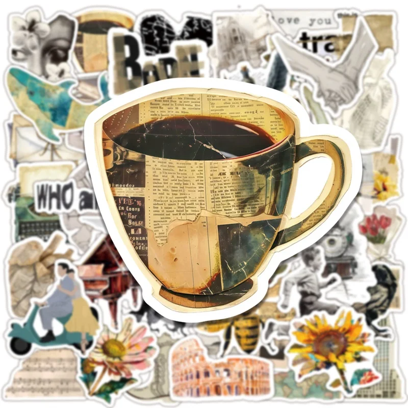 10/30/50PCS 빈티지 예술적 끈적 PVC 스티커 미적 편지지 DIY 장식 Scrapbooking 어린이 학교 용품