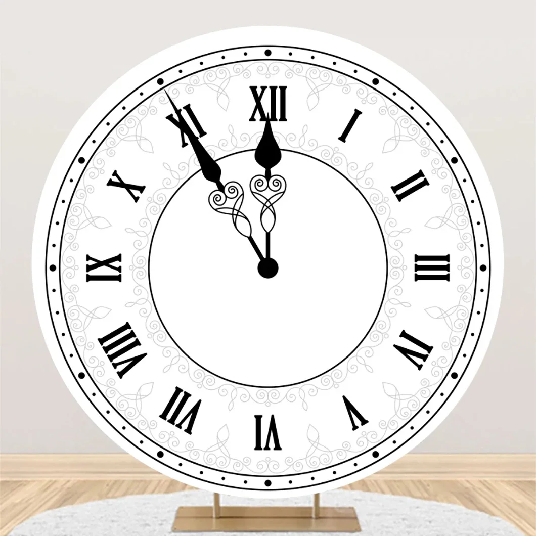 

Tableclothsfactory Clock Theme Round Backdrop Cover for Christmas Countdown Happy New Year Family 50 Birthday Party Decorations
