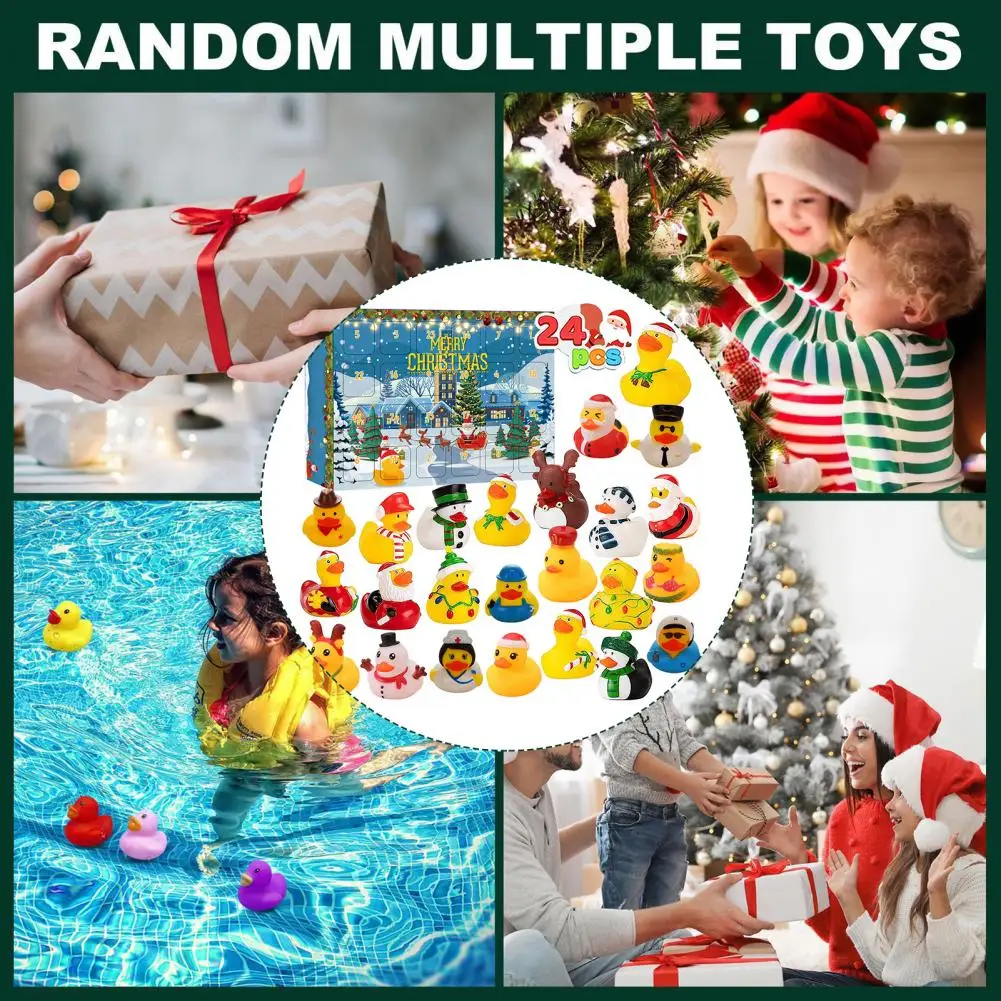 Christmas Duck Statue Christmas Countdown Duck Blind Box Mini Vinyl Cartoon Figurine Advent Calendar Toy Set for Kids Adults