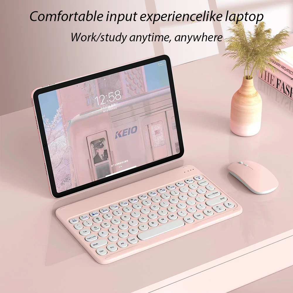 Bluetooth Keyboard And Mouse for iOS Android Windows System circular keycap portable ultra-thin Teclado for Mac iPad cell phone