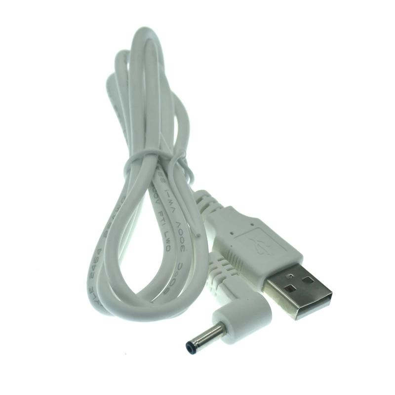 Power Adapter DC Power Adapter Plug USB Convert To 3.5X1.35 Mm 3.5*1.35mm Black L Shape Right Angle Jack With Cord Connector Cable 1m White