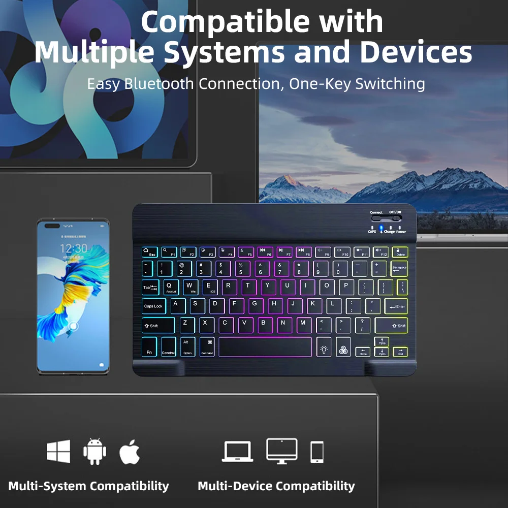 Enhanced Wireless Bluetooth Keyboard and Mouse for Tablets and Phones - Multi-Language Support