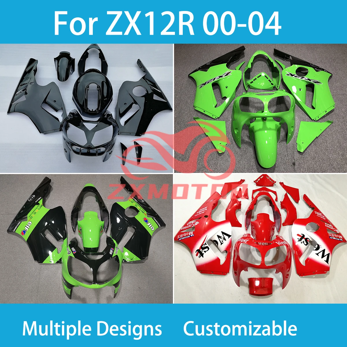 

Обтекатели для Kawasaki ZX 12R 2001 2002 2003 2004 полный комплект обтекателей для мотоцикла ZXMT пластиковый комплект ZX12R 01 02 03 04 с крышкой бака
