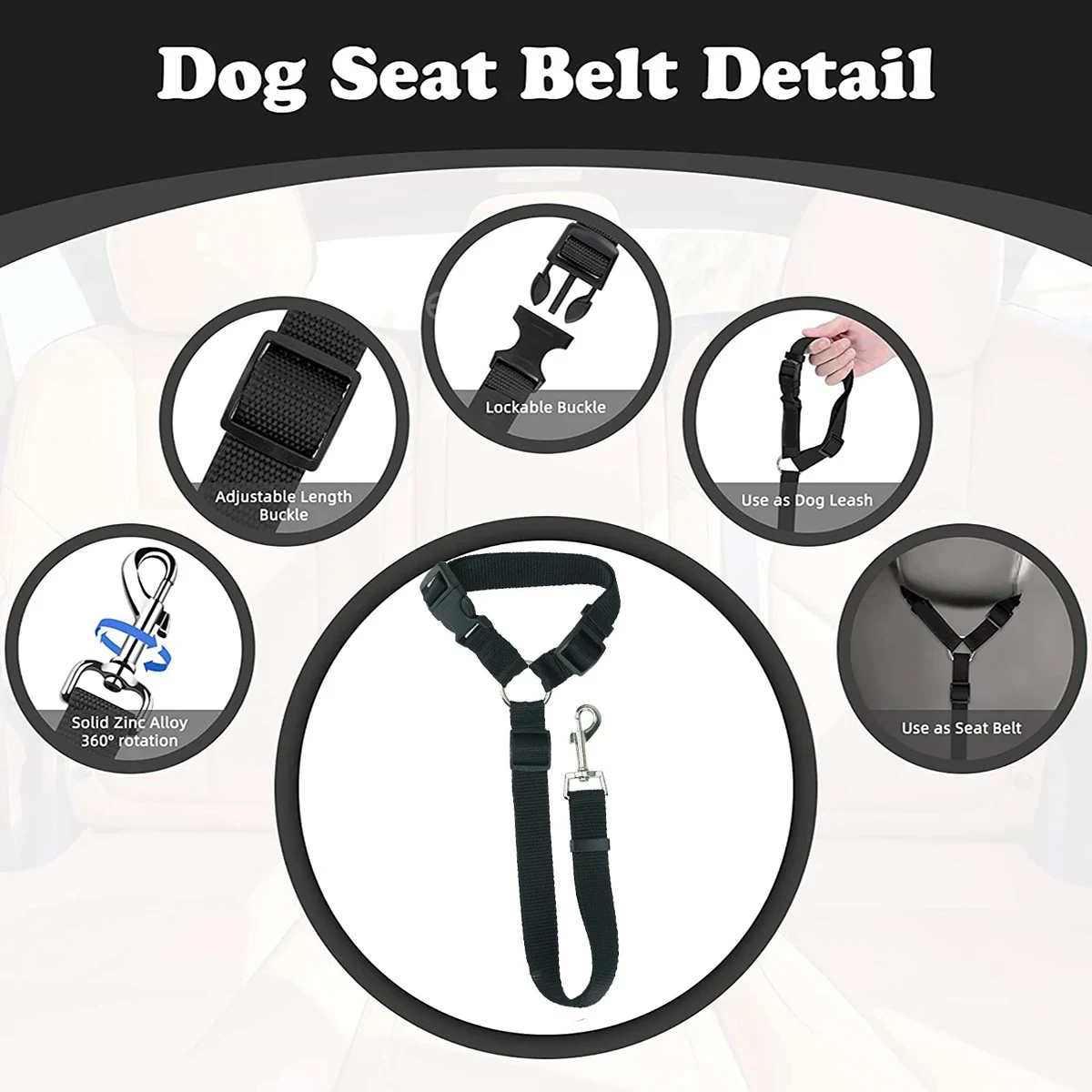1pc Dog Seat Belt Pet Dog And Cat Car Headrest Restraint Adjustable Safety Rope Car Seat Belt