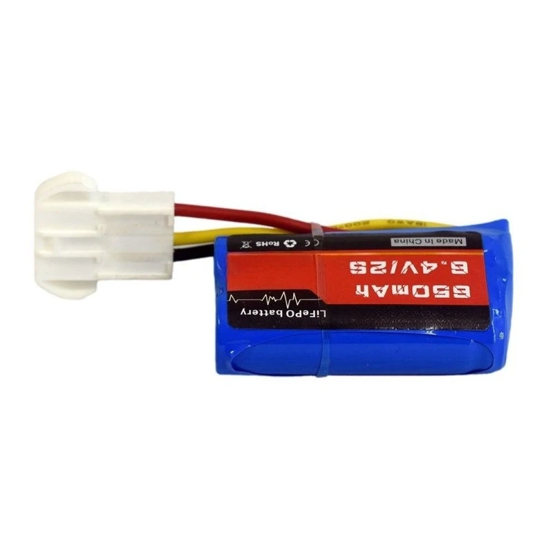 Batterie LiFePO 6.4V 650mAh 2S pour bateau RC, vue de côté montrant l'épaisseur