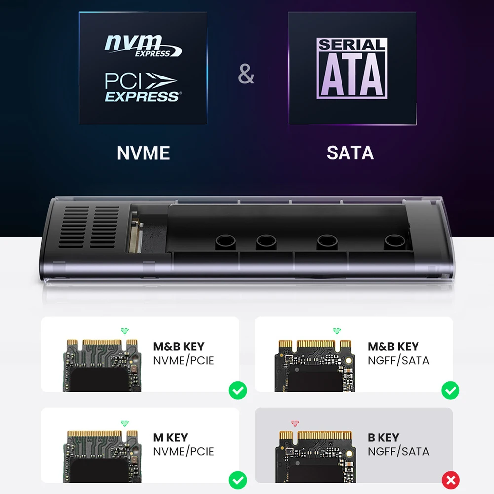 M.2 NVME SSD Enclosure External M2 NVMe Case M2 Type C 10Gbps Adapter M Key HD Storage Box for Mac Windows Laptop PC