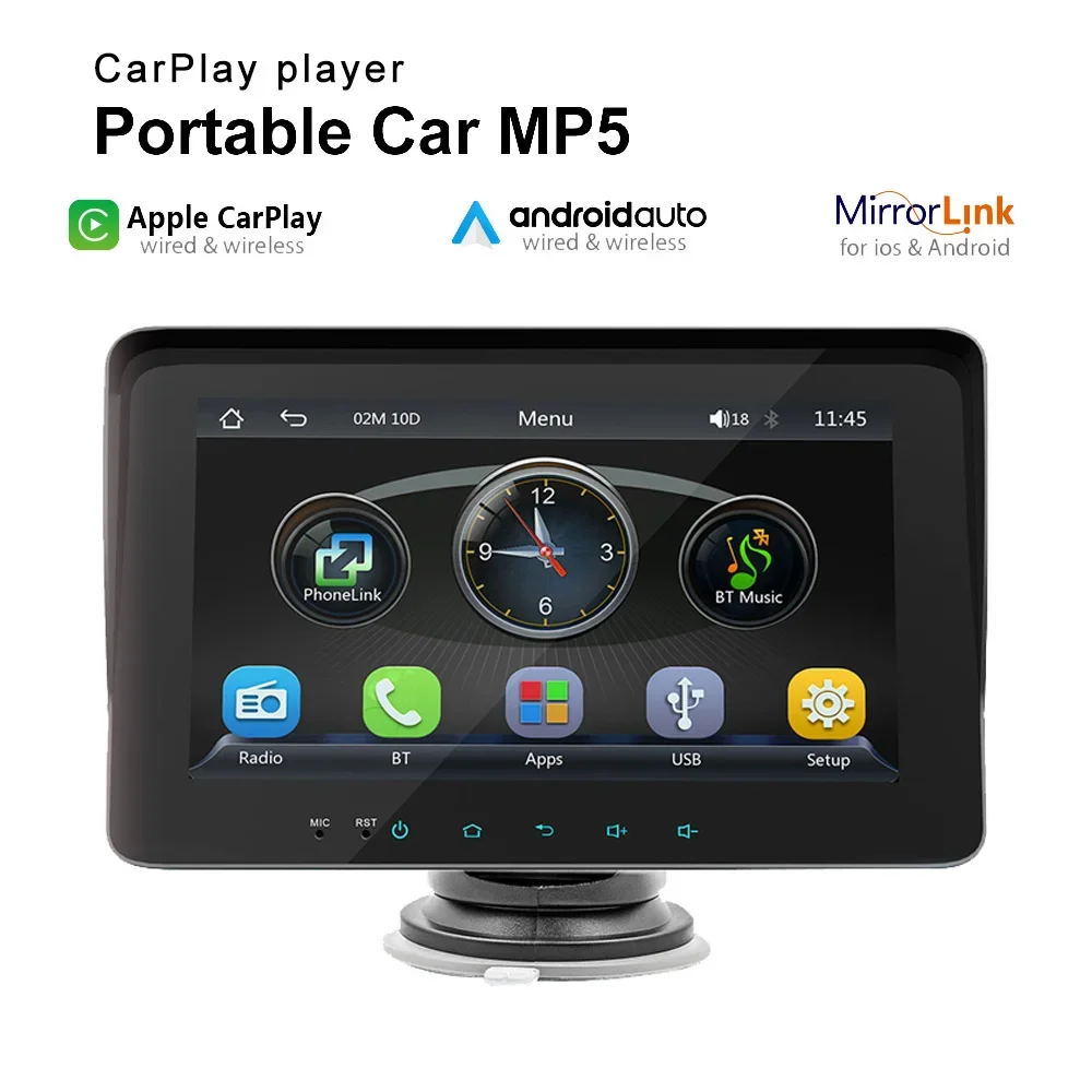 Universal 7 inch Car Monitor Car Radio Multimedia Video Player Wireless Carplay And Wireless Android Auto Touch Screen