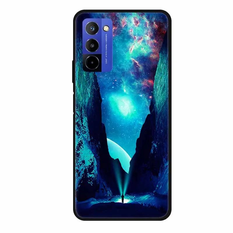 Flower Pattern TPU Soft Silicone Phone Case - Butterfly & Planet Design