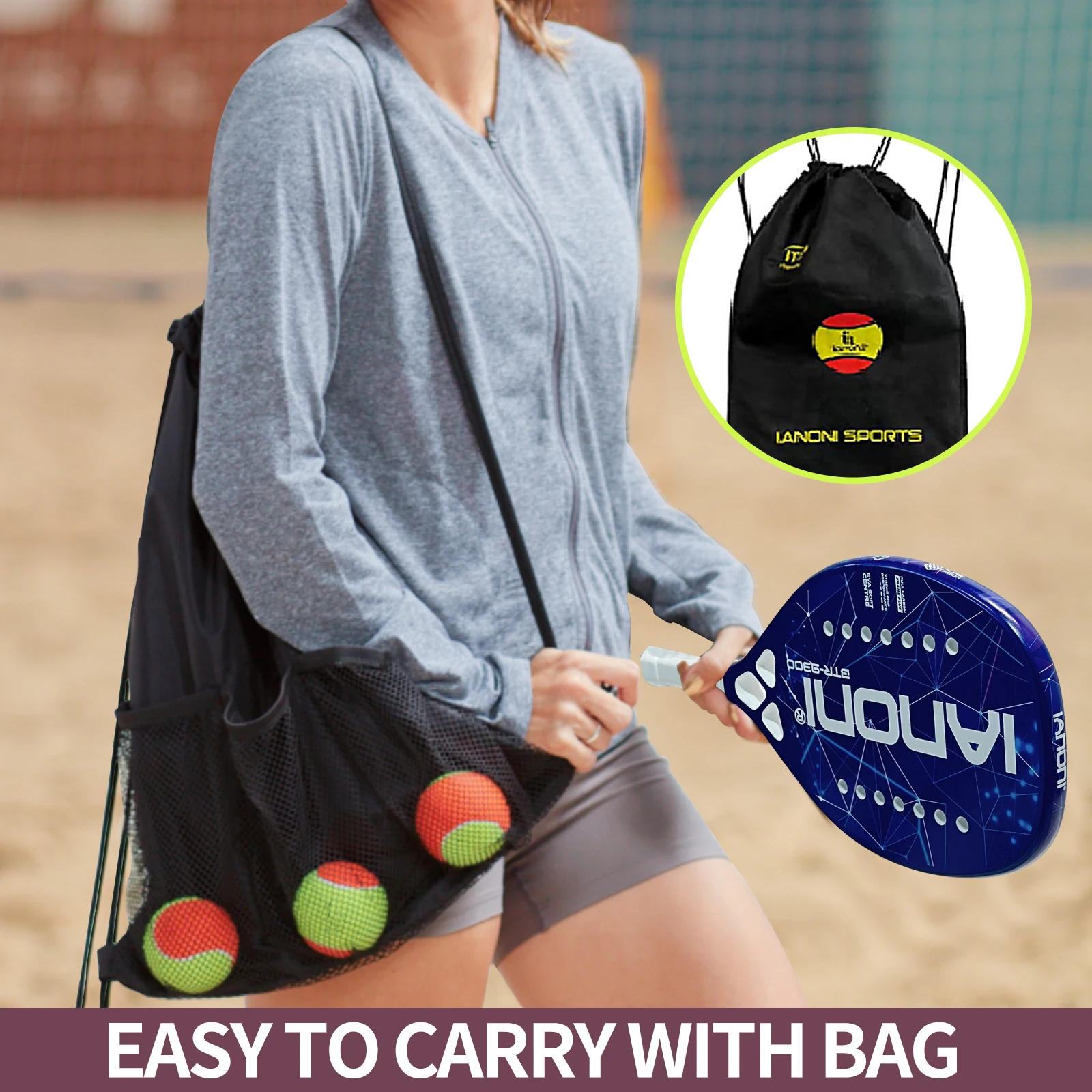 IANONI Beach Tennis Paddle Beach Tennis Racket Carbon Fiber EVA Memory Foam Core Paddles