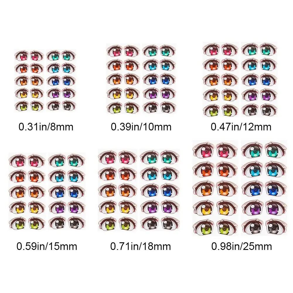 styles Decals 8mm/10mm/12mm/15mm/18mm/25mm Eye Chips Paper Anime Figurine  Face Organ Paster Cartoon Eyes Stickers