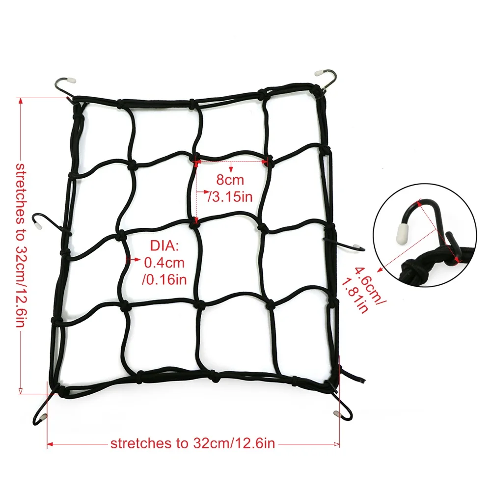 Universal Motorcycle 6 Hooks Luggage Net Bike Hold down Fuel Tank Luggage Mesh Web Bungee