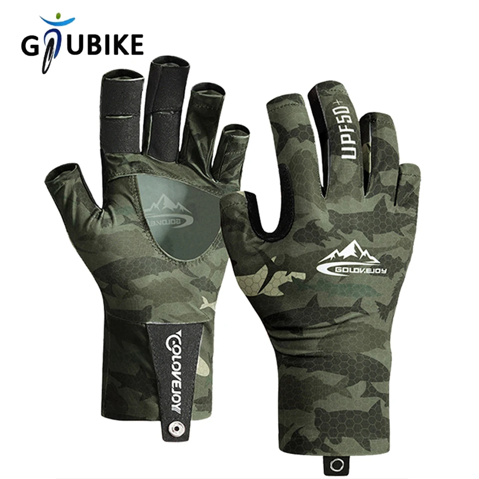 Fishing Gloves Sunburn Protection Outdoor Sports Non-slip Ice Silk Breathable Half Finger Men's for GTUBIKE Fishing Lover