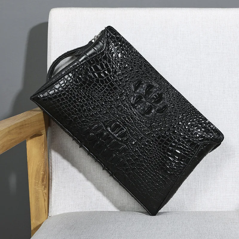 

High Quality Alligator Pattern Men's Handbags Casual Men's Handbags Business First Layer Cowhide Envelope Bag Clip Bag Tide