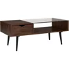 42 Inch Table Glass and Dark Walnut Dolce Gusto Montclair Mid Century Modern Two Toned 1 Drawer Coffee Table Mesa Lateral Tables 1