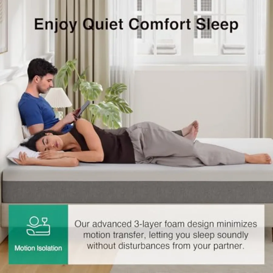 Queen Size Mattress 10 Inch Memory Foam Mattress Queen in a Box with Comfort Foam for Contour Support Motion Isolation Edge Sup