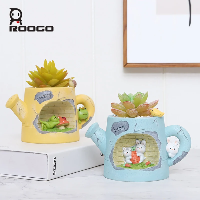 ROOGO Gardening Pots for Planting Creative Teapot Flowerpot Cute