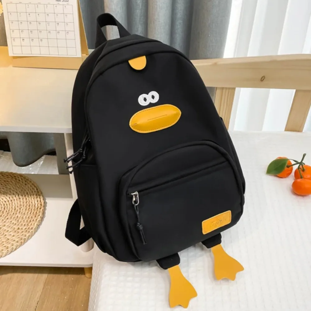 Daypack Nylon Cartoon Duck Backpack 3-layer Pockets Zippered Toddler Backpack Large Capacity Student School Bag 2