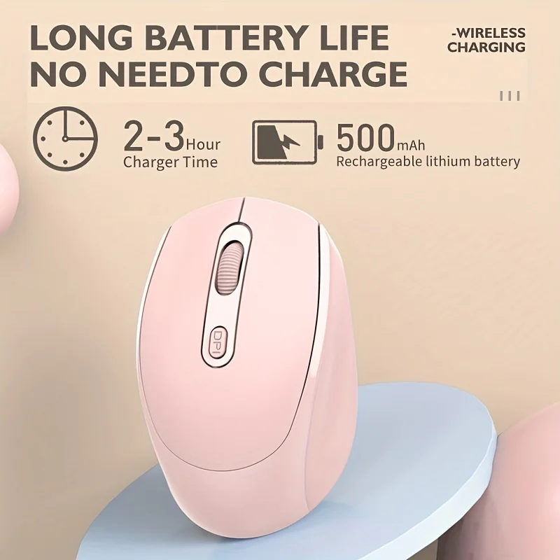 충전식 듀얼 모드 무선 BT 마우스, 블루투스 5.2, USB 리시버, 휴대용 무음 게임용 마우스, 노트북, 데스크탑, 태블릿용, 2.4G