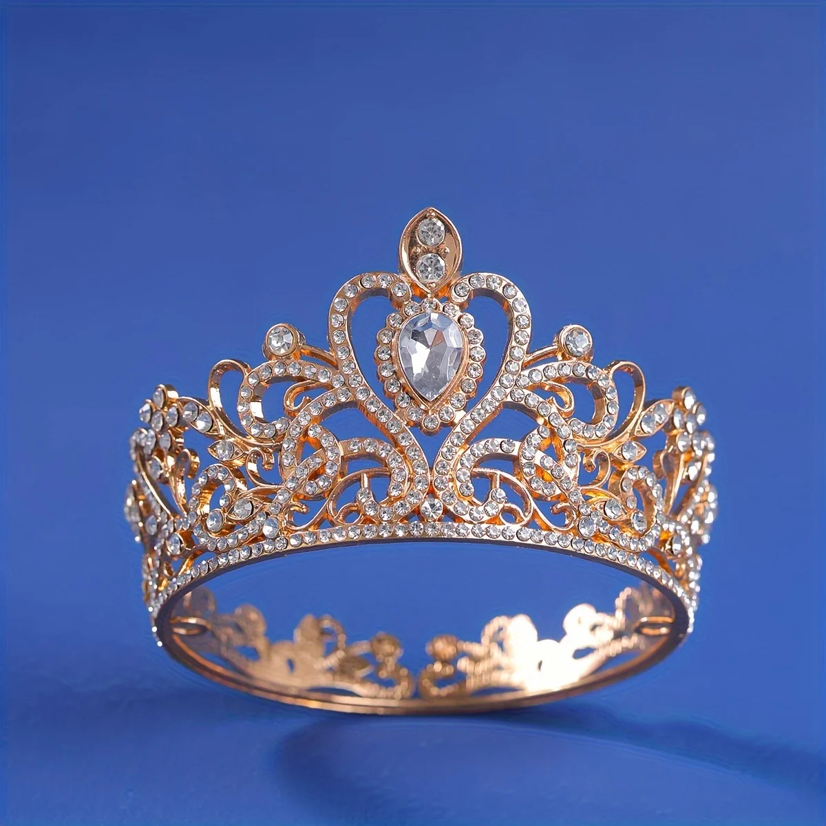 Barocke runde Diadem Royal Queen King Tiaras und Kronen Braut Hochzeitskleid Krone Schmuck Zubehör – Detail 5
