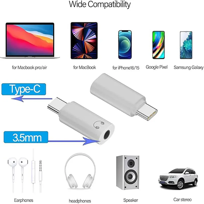 Universal USB-C to 3.5mm Audio Adapter - Type C Earphone Converter