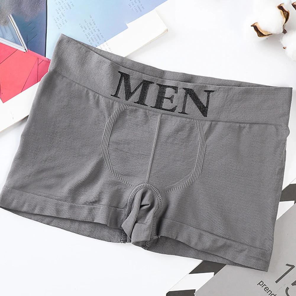 Men Sexy Seamless Comfortable Boxer Briefs Middle Waist Underpants Sport Fitness Shorts Breathable Underpants Large Size Trunks