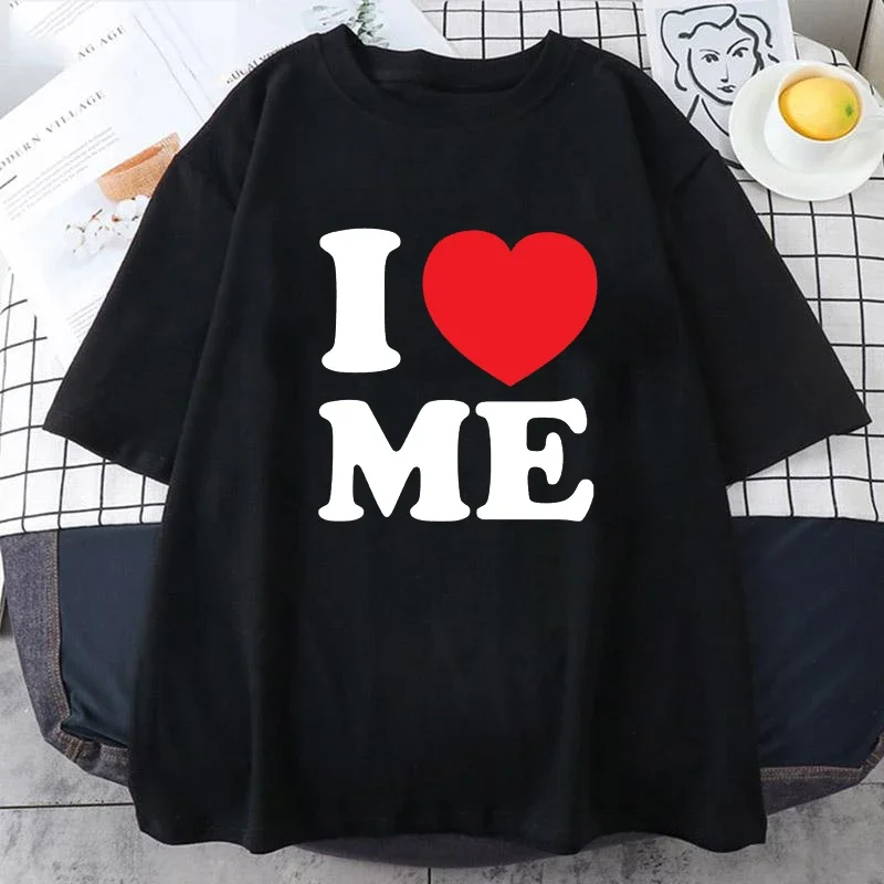 Sommer Lustige ICH Liebe Mich Rotes Herz Selbst T Shirts Grafik Baumwolle Streetwear Kurzarm Geburtstag Geschenke T-shirt Herren Kleidung