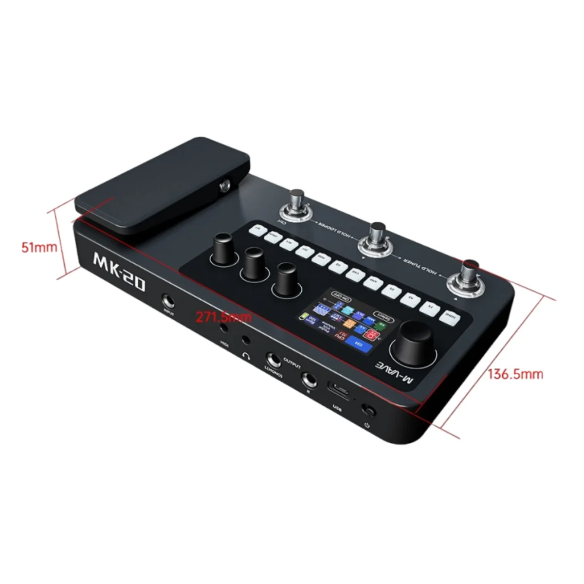 Guitar Effect Pedal Guitar Effects Pedal Multi-Effects Processor for Guitar and Bass Drum Machine Tuner Looper Amp Simulator USB Audio Interface