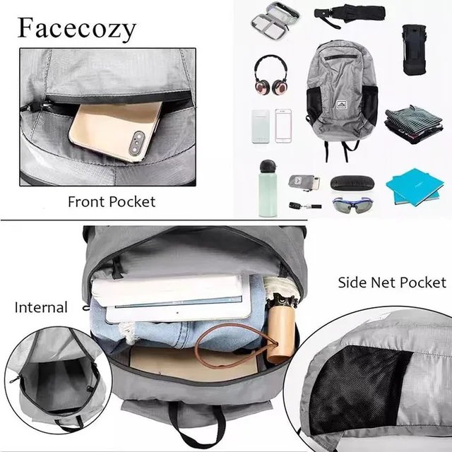 Mochila de viaje portátil y ligera para hombre, bolsa plegable para senderismo al aire libre, resistente al agua, ultraligera