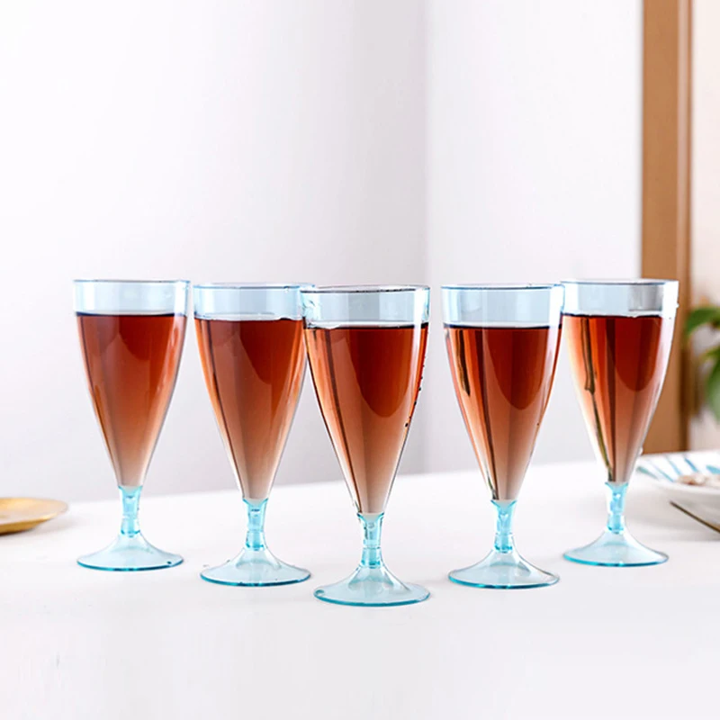 Set Of 6 Sturdy Plastic Wine Glasses In 6 Different Colors