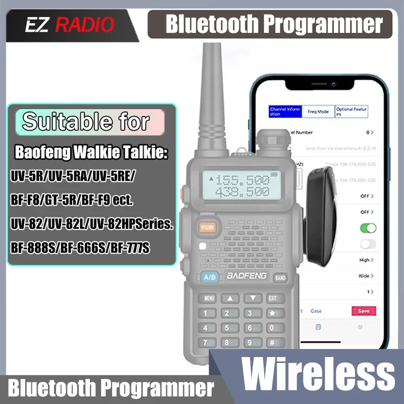 BAOFENG 블루투스 프로그래밍 무선 프로그래머 어댑터, 휴대폰 또는 PC 프로그래밍, BF-888S UV82 UV5R 액세서리