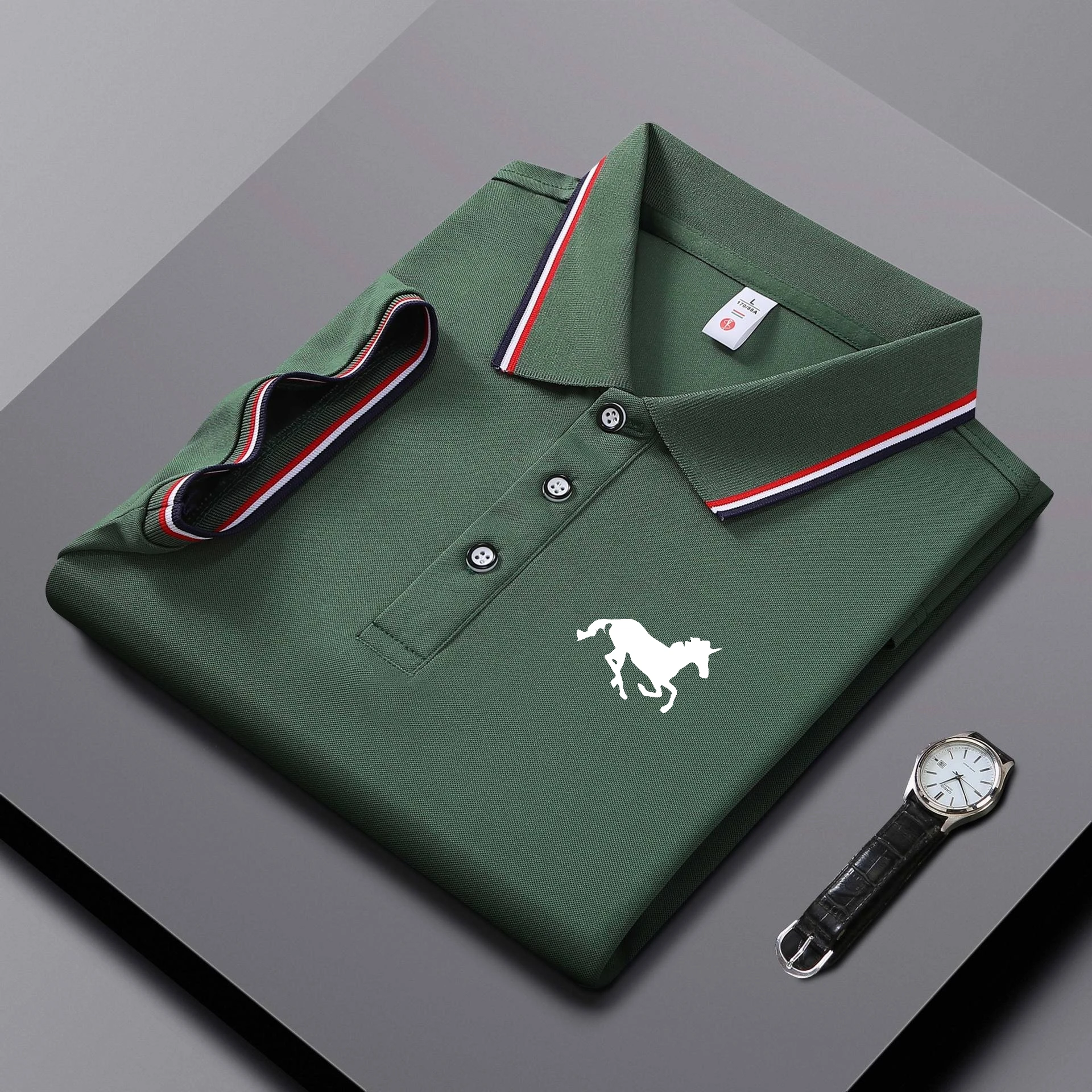 Embroidered Men's Polo Shirt, Summer Trend Short Sleeved Top of the Line Business Casual Comfortable Breathable Polo Shirt 15 Sbe57901dac9a47538f7a856344bb6243P