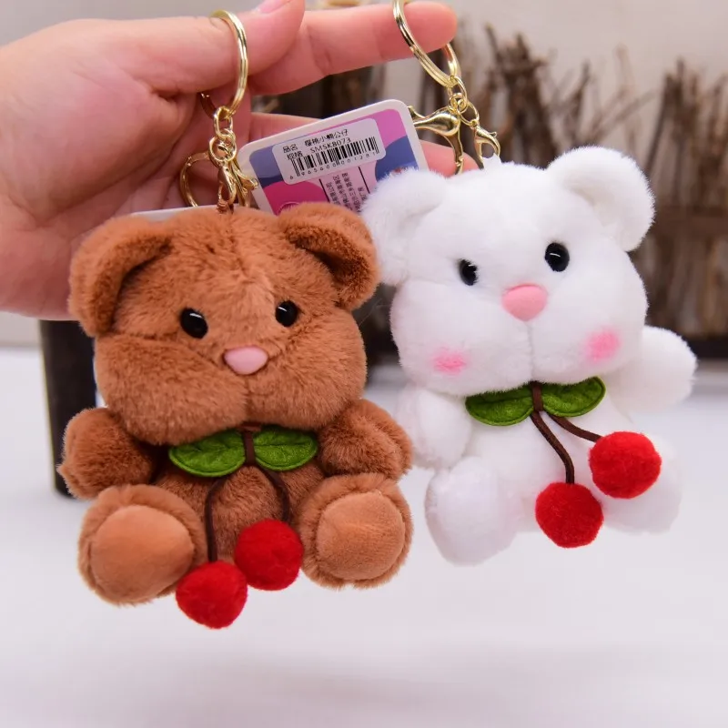 

new Cute Cherry Bear pendant lifelike fashione high-end Keychain funny soft decorate couple sweet birthday gift