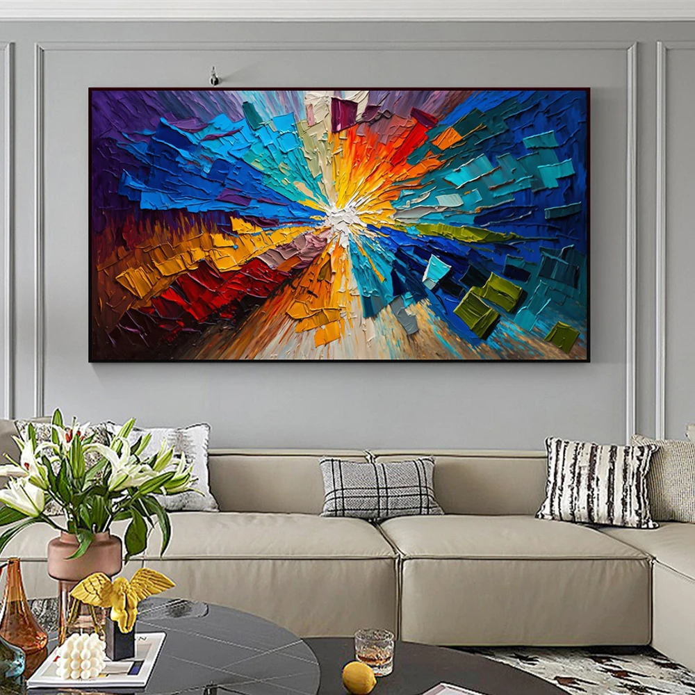 

Abstract Colorful Oil Painting Hand Painted On Canvas Large Wall Art Textured Home Art Handmade Painting For Living Room Decor
