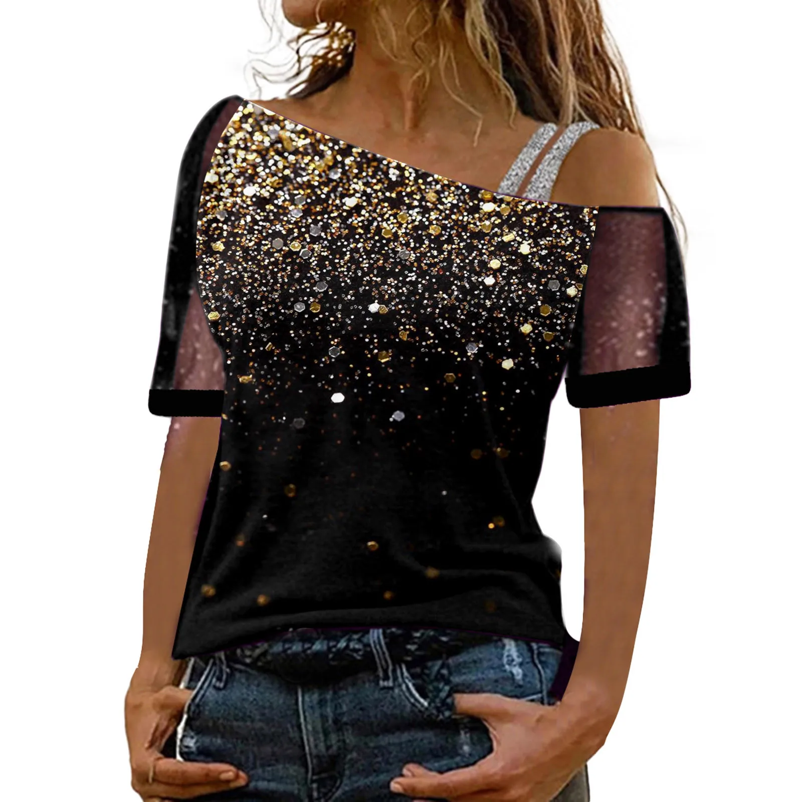 Amolapha Summer Women Casual Sequins T Shirts Perfume Bottle Short Sleeve O  Neck Feminino Woman Solid Leisure T-shirt Tops - Pullovers - AliExpress