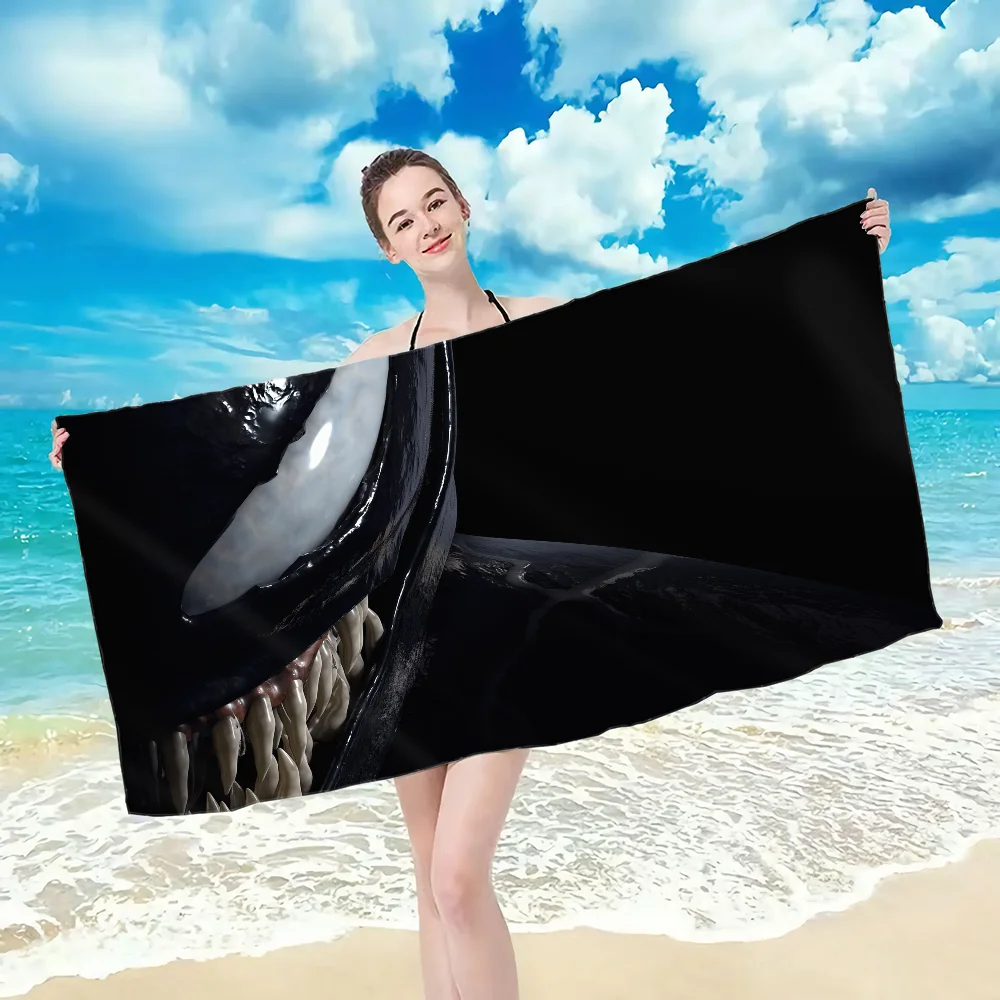 M-Marvel Terror V-Venom Towel Towel pattern beach towel, quick drying and absorbent, The fabric is made of cotton and does 5