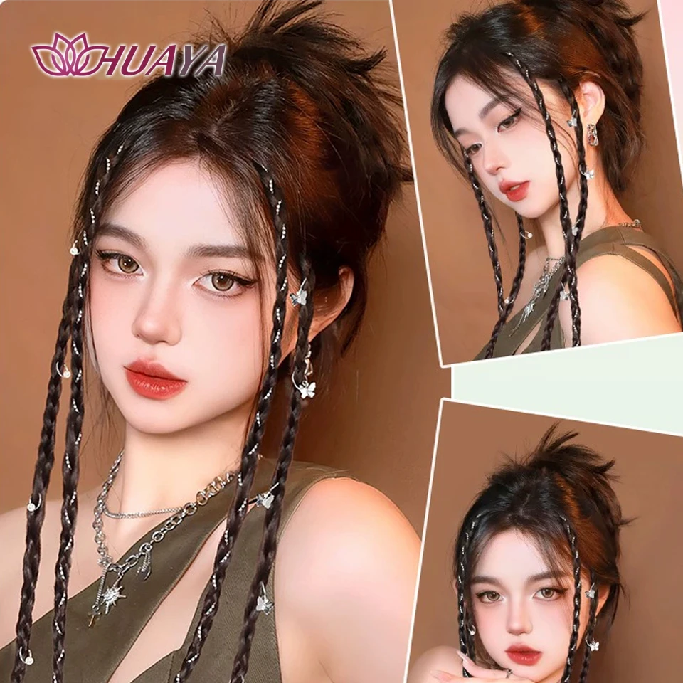 2pcs Synthetic Clip in Braid Hair Extensions With Strong BB Clip Braid Ponytail Fake Hair for Women Daily/Party Wear