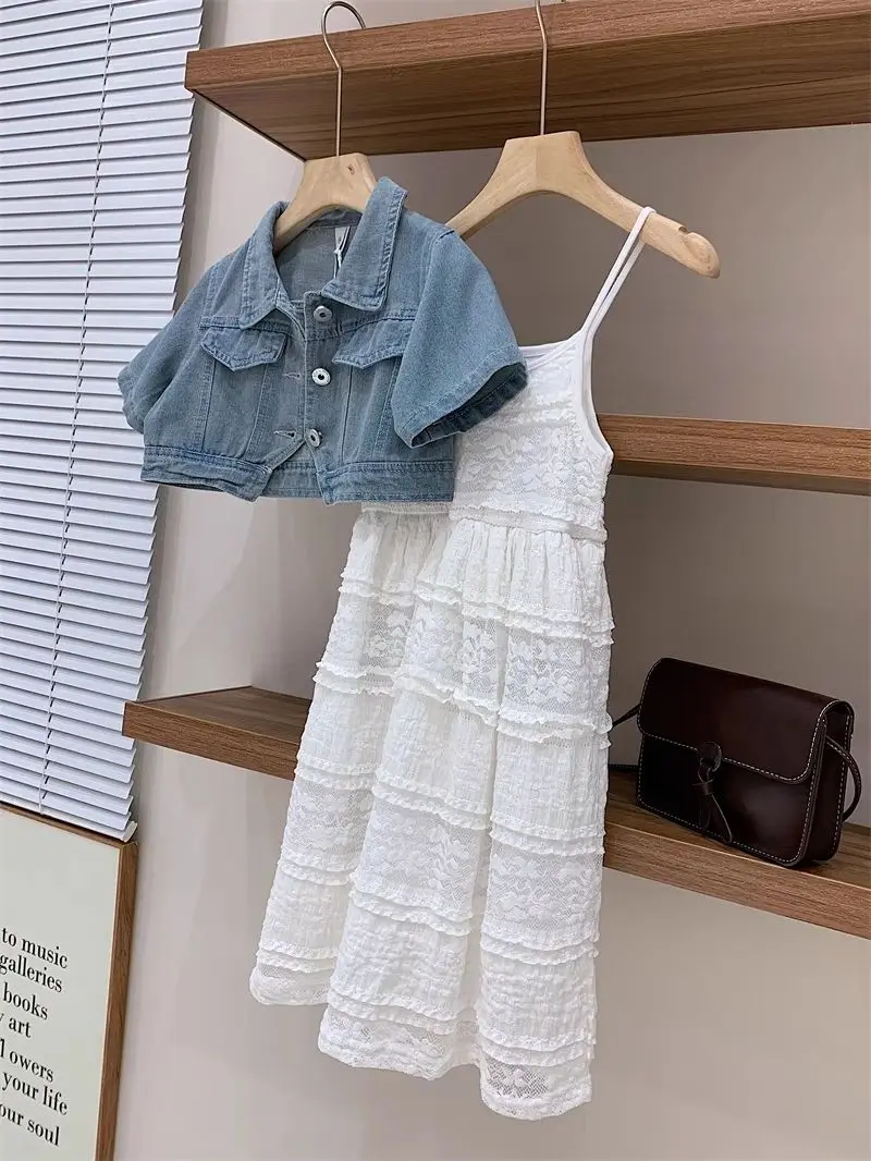 Girls Denim Lace Set 2